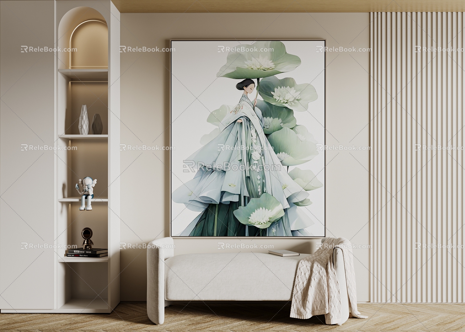 New Chinese Figure Painting Decorative Painting Hanging Painting 3d model