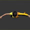 Game And Movie Character In Yellow Traditional Costume With Red Trimmed Sari And Outstretched Arms
