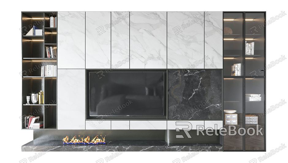 Modern TV background cabinet TV background wall model