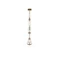 Modern Chandelier With Glass Oval And Rectangular Pendants And Metal Accents