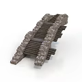 Traditional Stone Arch Bridge Architectural Model With Wooden Beams And Detailed Design
