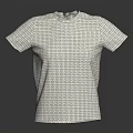 White Short Sleeve Round Neck T-shirt With Grid Pattern For Casual Fashion Wear
