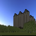 Urban Building Complex With High Rise Buildings Commercial Plaza And Green Areas