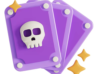 Decorative Ornament Set with Purple Cards White Skull and Yellow Stars for Home Decor 3d model