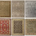 Various Square Rugs with Ornate Patterns and Different Designs for Home Interior Decor 3d model