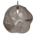 Modern Gray Glass Spherical Chandelier With Hanging Metal Wire Minimalist Design