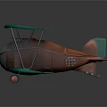 Vintage Green Biplane Model With Black Cross Symbols For Aerospace Collectors