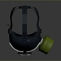 Dark Blue Gas Mask With White Bordered Goggles And Green Filter Canister