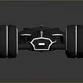 3D Rendered Futuristic Black Car With Streamlined Body And Large Glowing Wheels