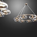 Modern Chandelier With Round Glass Shades And Stylish Metallic Frame Design