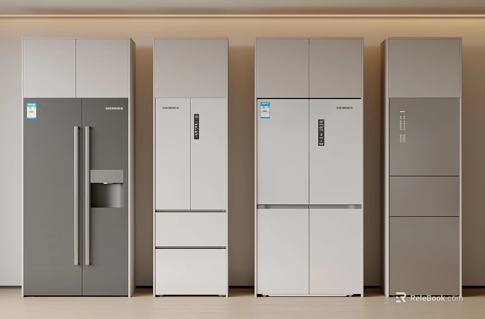 Modern Refrigerators With Sleek Design And Various Styles For Home Use 3d model 