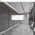 Modern Public Restroom Interior With Gray Stalls Marble Floor And Urinals