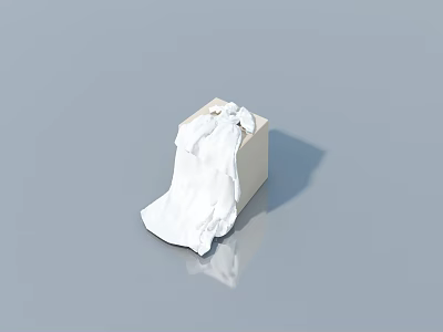 White Smooth Surface Side Hung Door With Wrinkled Fabric And Shadow 3d model