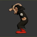 Bald Cartoon Character With Angry Expression Black Hair Red Shoes And Hands On Hips