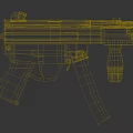 Modern Black Tactical Submachine Gun With Metal Finish Grip And Magazine