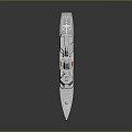 Detailed Warship 3D Model with Grey Hull Red Bottom Superstructure Antennas Weapons and Reflection