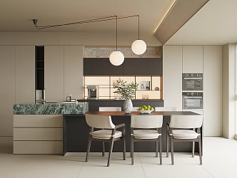 Modern Restaurant Dining Table and Chair Tableware Sideboard Wine Cabinet Single Chair Decorations 3d model