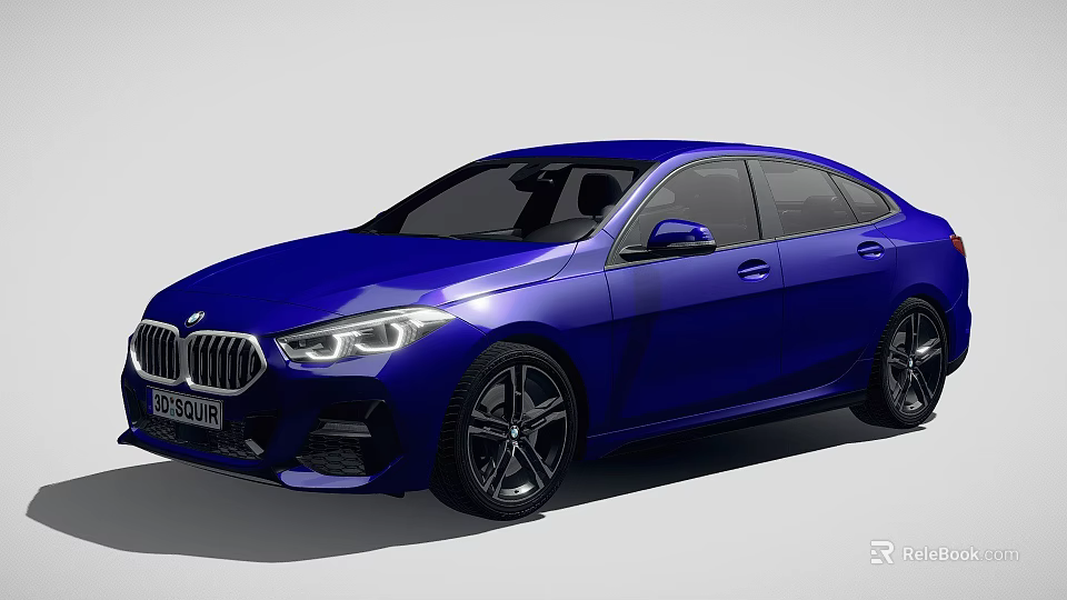 Blue BMW Modern Sedan With Sleek Body And Alloy Wheels Design 3d model 