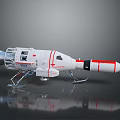 White And Red Spacecraft 3D Model With Transparent Section And Support Structure 3d model