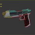 Modern Futuristic Pistol With Metallic Silver And Purple Finish Wooden Grip
