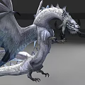 White Dragon 3D Render With Large Wings Curved Horns Sharp Claws And Scaly Body