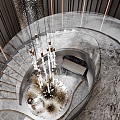 Light Luxury Stairwell Revolving Staircase Landscape 3d model