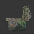 Garden Ornament Stone Structure Featuring Waterfall And Moss Covered Stone Walls With Square Pool