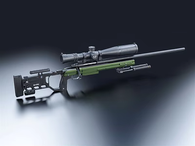 Modern Sniper Rifle With Green Body High Power Scope And Tactical Design 3d model