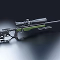 Modern Sniper Rifle With Green Body High Power Scope And Tactical Design