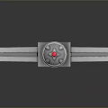 Silver Decorative Sword With Red Gemstone On Guard Intricate Hilt Design And Shiny Blade