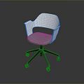 Modern White Single Chair With Gray Seat Cushion And Rolling Wheels