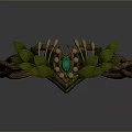 Elegant Branch Shaped Headpiece with Green Gemstone Golden Ornaments and Green Leaves