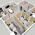 Elegant Beauty Hair Salon Interior With White Walls Round Mirror Dark Flooring And Decorative Ceiling