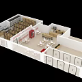 Modern Bus Transit Station Waiting Area With Red White Stripes Seating Lockers And Vending Machine