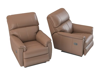 Comfortable Brown Leather Single Recliner Sofa With Modern Design Cozy Backrest And Adjustable Features 3d model