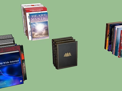 Stacked Books and Magazines with Various Covers and Hardcover Editions 3d model