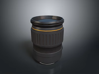 High Definition Computer Camera Lens with Black Casing Yellow Accent and Textured Grip 3d model