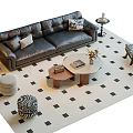 Luxury Dark Leather Sofa And Stylish Coffee Table Combination For Elegant Modern Living Room Interior