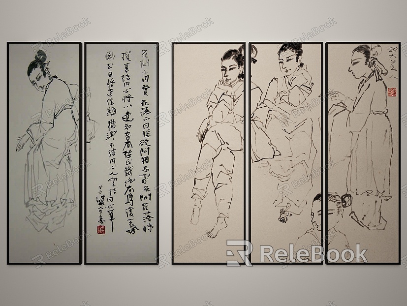 Chinese figure painting decorative painting model