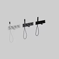 Modern Black Wall Mounted Shower Faucet With Handheld Sprayer And Control Knobs