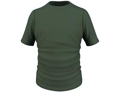 Green Short Sleeve Cotton T-shirt with Plain Simple Design for Casual Daily Wear 3d model