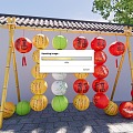 Chinese Lantern Ornaments Paper Lantern New Year Lantern Bamboo Frame 3d model