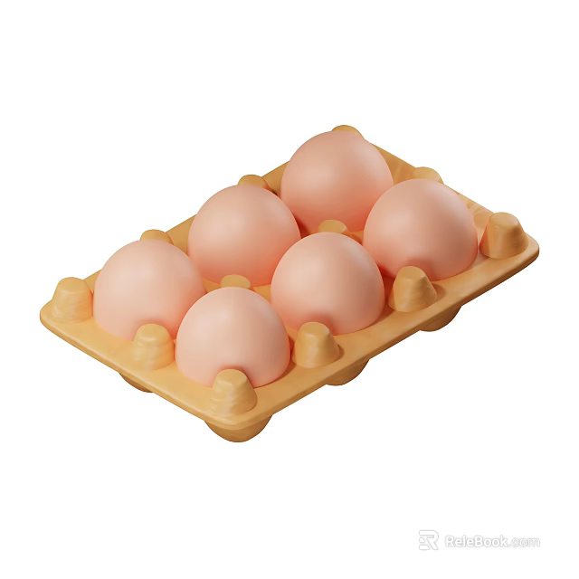 Farm Fresh Natural Eggs Arranged in a Yellow Paper Egg Carton 3d model 