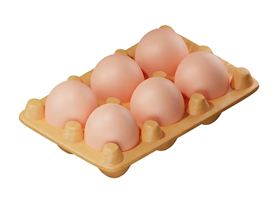 Farm Fresh Natural Eggs Arranged in a Yellow Paper Egg Carton 3d model