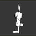 White Game Character With Rabbit Like Ears And Red Eyes In Standing Pose