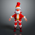 Cartoon Santa Claus 3D Model In Red Outfit With White Beard And Gift Bag