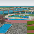 Waterfront Landscape Design With Winding Pathways Viewing Platforms And Water Features 3d model
