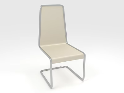 Stylish Modern Single Chair With Silver Metal Frame And Beige Upholstered Seat 3d model