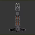 Mechanical Device With Multiple Connected Parts Red Blue Accents Metallic Texture Industrial Design