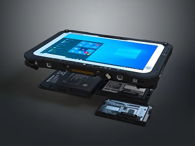Rugged Industrial Electronic Tablet With Display Screen And Detachable Components 3d model